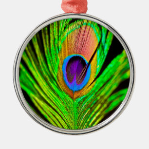 Neon Colours Peacock Feather Metal Tree Decoration