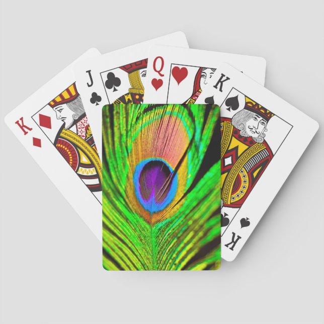 Neon Colours Peacock Feather Playing Cards (Back)