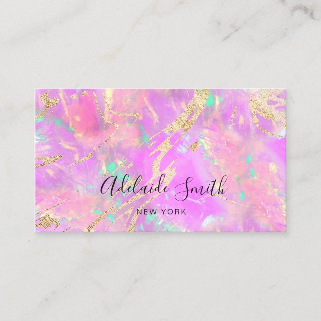 neon colours purple opal texture business card (Front)
