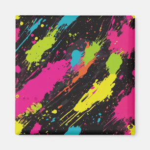 Neon Colours Retro Paint Splatter Magnet