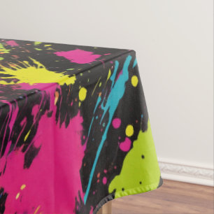 Neon Colours Retro Paint Splatter Tablecloth