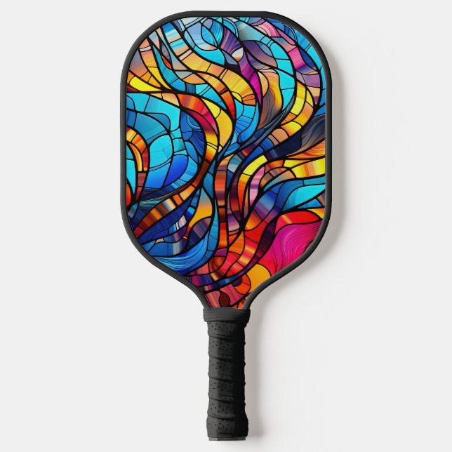 Neon Colours Stained Glass Pickleball Paddle (Front)
