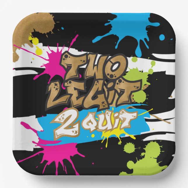 Neon Colours Two Legit 2 Quit Birthday Paper Plate (Front)