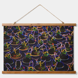 Neon Cool Rubber Ducks With Shades Abstract Hanging Tapestry