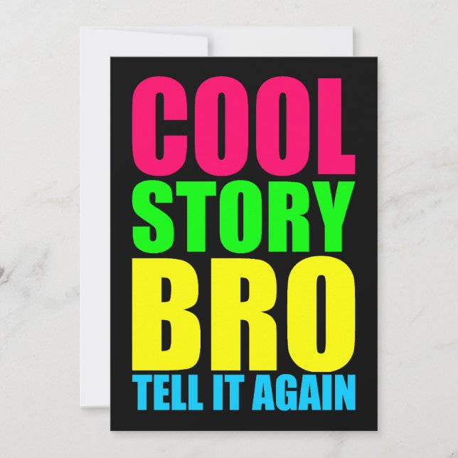 Neon Cool Story Bro Invitation (Front)