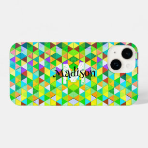 Neon cool triangle retro geometry pattern Monogram iPhone 14 Case