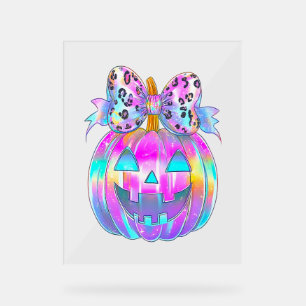 Neon Coquette Halloween Pumpkin Acrylic Sign