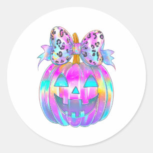 Neon Coquette Halloween Pumpkin Classic Round Sticker