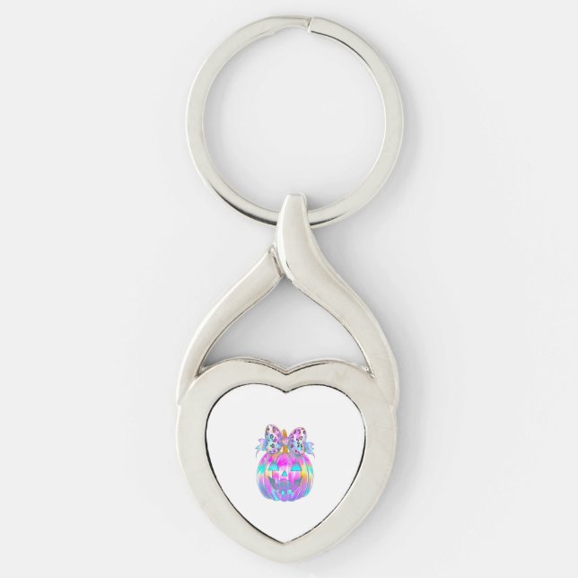 Neon Coquette Halloween Pumpkin Key Ring (Front)