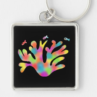 Neon coral key ring
