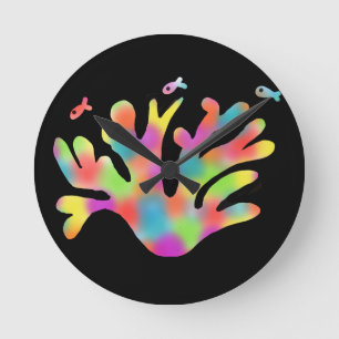 Neon coral  round clock
