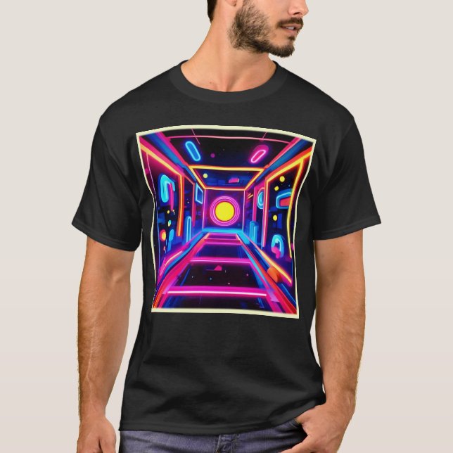 Neon Corridor: A Digital Odyssey T-Shirt (Front)