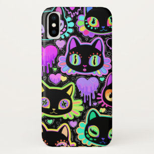 Neon Cosmic Cats iPhone Case – Colourful Glow-in-t