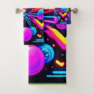 Neon Cosmic Kaleidoscope Bath Towel Set
