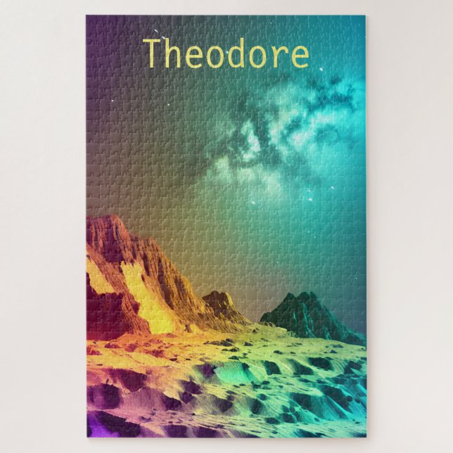 Neon Cosmic Mountain Range Jigsaw Puzzle (Vertical)