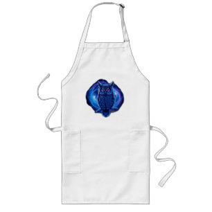 Neon Cosmic Owl with Galaxies Long Apron