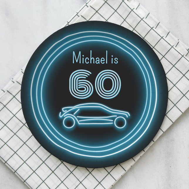 Neon Coupé Race Car - Motorsports Custom Men's Paper Plate (Creator Uploaded)