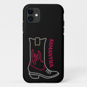 Neon Cowboy Boot Customizable Name Case-Mate iPhone Case