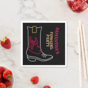 Neon Cowboy/ Cowgirl Boot Party Napkin