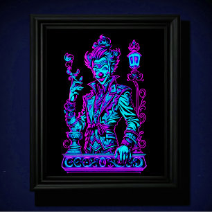 Neon Creeper Pink and Turquoise 5:4 Poster