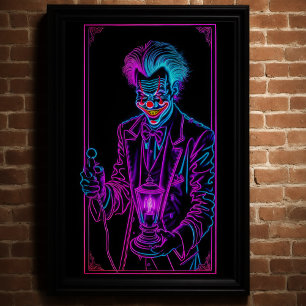 Neon Creepy Clown Pink and Turquoise 5:4 Poster
