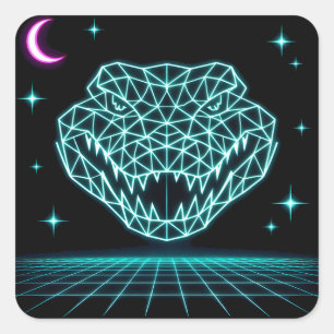 Neon Crocodile Synthwave - Retro Swamp King Square Sticker