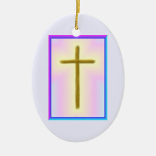Neon Cross Ceramic Tree Decoration
