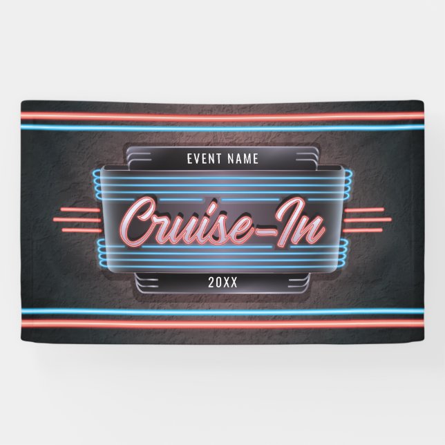 Neon Cruise-In Banner (Horizontal)