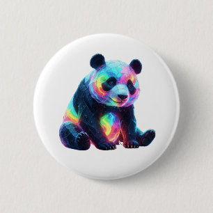 Neon Crystal Panda 6 Cm Round Badge