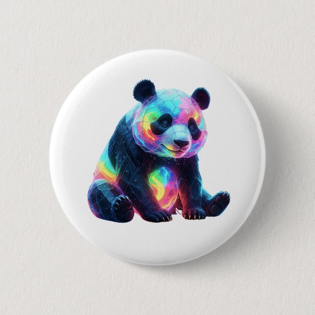 Neon Crystal Panda 6 Cm Round Badge (Front)