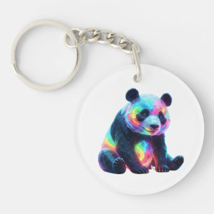 Neon Crystal Panda Key Ring