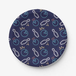 Neon Cyber Bowling Paper Plates