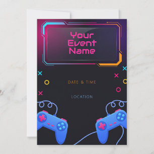 Neon Cyber Controller Glow Background Invitation
