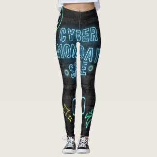 Neon Cyber Glow Leggings - Black & Blue Vibes