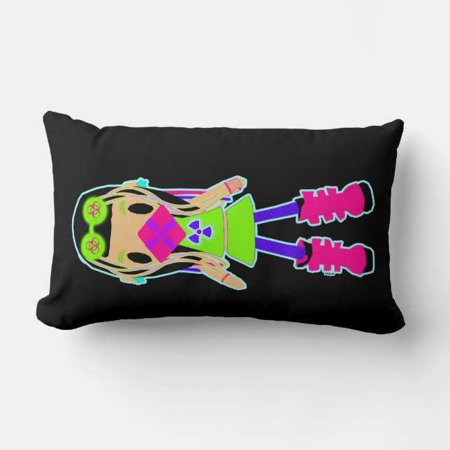 Neon Cyber Goth Lumbar Pillow (Front)