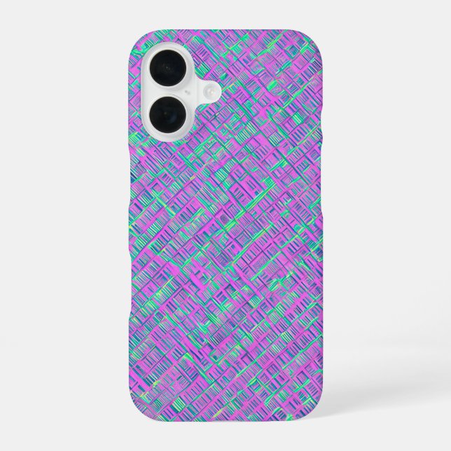 Neon Cyber Grid iPhone 16 Case (Back)