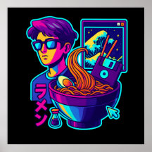 Neon Cyber Ramen – Vaporwave Retro Aesthetic Art