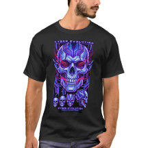 Neon Cyber Skull Futuristic Streetwear Graphic T S