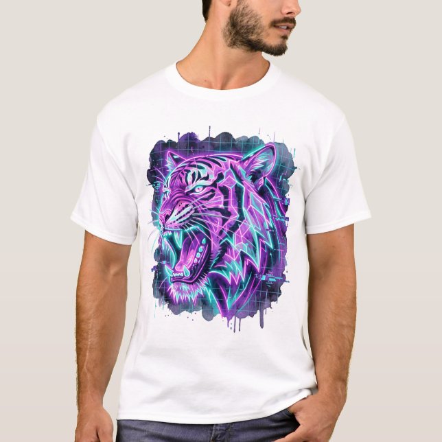 Neon Cyber Tiger 🐅⚡ T-Shirt (Front)
