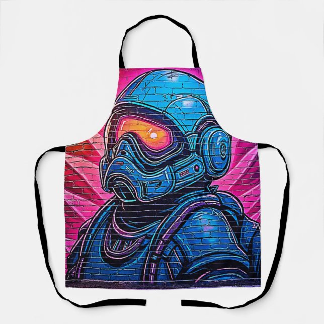 Neon Cyberpunk Astronaut Apron (Front)