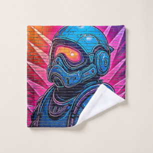 Neon Cyberpunk Astronaut Bath Towel Set