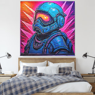 Neon Cyberpunk Astronaut Canvas Print
