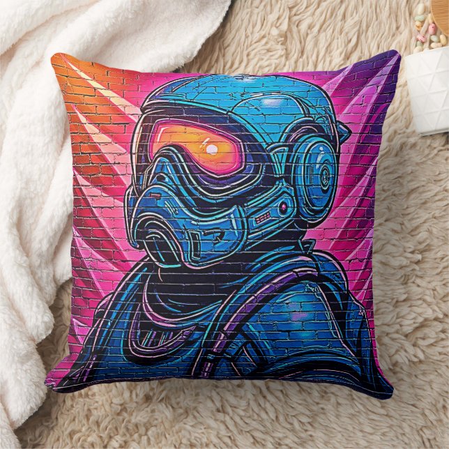 Neon Cyberpunk Astronaut Cushion (Blanket)