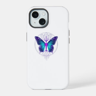 Neon Cyberpunk Butterfly Sticker – Aesthetic Futur iPhone 15 Case