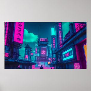 Neon Cyberpunk Cityscape Gamer Wall Art