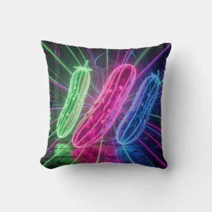 Neon Cyberpunk Glowing Cucumbers Cushion