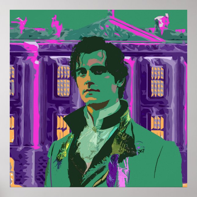 Neon Cyberpunk Handsome Mr Darcy Portrait Poster (Front)