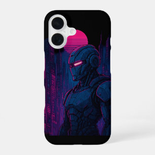 Neon Cyberpunk Robot Cityscape — Dreamframe_U8O Ed iPhone 16 Case
