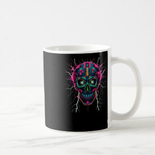 Neon Cyberpunk Skull – Futuristic Digital Art Stic Coffee Mug