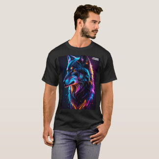Neon Cyberpunk Wolf Graphic T-Shirt - Luminous Wil